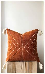 Make a statement without having to say a word when you accent your home with fully customizable pillows. Natural Tribal Raw Cotton Pillow Organic Cream Colour With Black Stitched Leaf Fern Design 50x50 In 2021 Boho Throw Pillows Orange Throw Pillows Burnt Orange Pillows