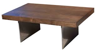 Our modern metropolitan coffee table features a clear powder coated steel metal base and is available with a solid natural cherry, maple, oak or walnut plank tabletop. Metropolitan Modern Coffee Table Mortise Tenon