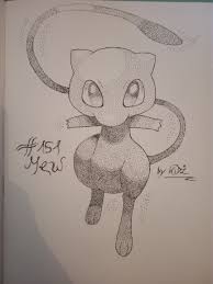 I Drew Mew From Pokemon Only With Dots Pointillism Pointillism Stippling Art Dots Art