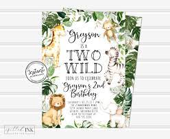 Two Wild Birthday Party Invitation Instant Download Safari Etsy Wild Birthday Party Wild One Birthday Party Birthday Invitations