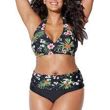 Women Plus Size Bikini Set Two Piece Push Up Padded High Waist Swimsuit Swimwear Walmart Com Plus Size Bikini Plus Size Bikini Set Plus Size Swimwear