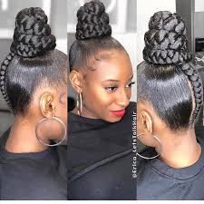 Sleek Braided Bun Updo Black Hair Updo Hairstyles Natural Hair Styles Weave Hairstyles Braided