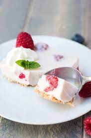This Japanese Style Yogurt No Bake Cheesecake Or Rare Cheesecake Is The Perfect Not Too Sweet Tr Raspberry No Bake Cheesecake Sweets Recipes Dessert Recipes