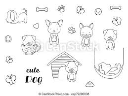39+ coloring pages cute dogs for printing and coloring. Coloring Pages Black And White Set Cute Kawaii Hand Drawn Dog Doodles Print Canstock