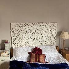 King Size Framed Bed Headboard Mandala Wall Art Mounted Wood Etsy Headboards For Beds King Bed Headboard King Size Bed Headboard