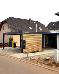 Carport Metall Stahl Holz Haus Anbau Luxemburg Modern Stahlzart