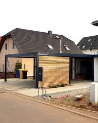 Der platz vor dem haus sollte optimal genutzt werden wie das liest du unten. Carport Metall Stahl Holz Haus Anbau Luxemburg Modern Stahlzart