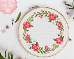 Needle minders, cross stitch patterns & cross stitch kits. Wreath Cotton Cross Stitch Pattern Pdf Kits How To Printing Printmaking