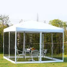 Outsunny 10x10ft Pop Up Tent With Removable Mesh Curtains White Rectangular Canopy Outdoor Gazebo Canopy Canopy Tent