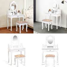 How to skirt a vanity dressing table. White Vanity Makeup Dressing Table With Rotating Mirror 3 Drawers Ebay