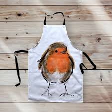 Robin Bird Apron, Aprons, Garden Bird Apron, 100% Cotton, Robin Gift, Adult  Apron, One Size Fits All, Kitchenware, Christmas Robin, Robins