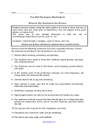 Example sentences with the word parallelism. Englishlinx Com Parallel Structure Worksheets