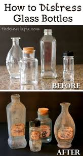 How To Distress Glass Bottles In 2020 Glass Bottle Diy Glass Bottle Crafts Halloween Potion Bottles
