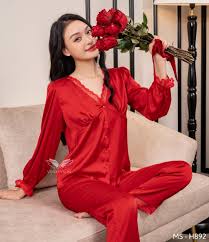 Đồ ngủ nữ pijama mặc nhà lụa pháp tay dài quần dài H892 - Vingo Việt Nam
