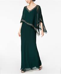 bead embellished cape gown