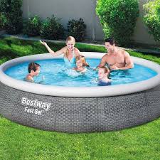 Bestway Fast 13 Foot Round Inflatable Pool Set In 2020 Inflatable Pool Pool Stock Tank Pool Diy