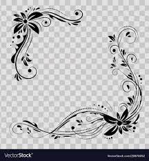 Floral Corner Design Ornament Black Flowers On Transparent Background Vector Stock Decorative Border With Floral Corner Floral Corner Design Corner Designs