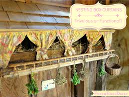 Chicken Nesting Box Curtains Not As Frivolous As They May Seem Chicken Nesting Boxes Chickens Chicken Coop Decor