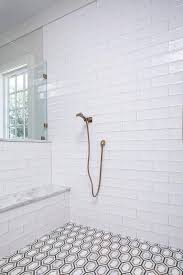 Maybe you would like to learn more about one of these? White And Gray Geometric Mosaic Shower Floor Tiles Transitional Bathroom