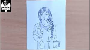 This is a cartoon female doctor. How To Draw A Girl Doctor Corona Fighters Drawing Doctor Day Drawing Pencil Drawing Youtube