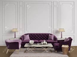 In the master bedroom of vanity fair style chronicler and social fixture amy fine collins, the soft purple walls in the master bedroom serve as a sweet backdrop for. Classic Interior In Purple Pink And Goldcolors Sofa Chairs Sidetables Stock Photo Picture And Royalty Free Image Image 99202614
