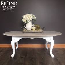 Custom Redesigned Queen Anne Coffee Table Weathered Gray Top With Annie Sloan Pure White Base Gi Painted Coffee Tables Coffee Table Redo Coffee Table Makeover