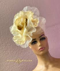 Kentucky Derby Hut Fascinator, Seiden Samt Braut Fascinator, Creme Off  weiße Seide Rose Große Blume Hut, Del Mar Rassen, Royal Ascot Hut