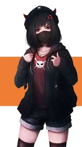 Attack on titan anime ullzang harajuku hoodie material: Anime Girl With Black Hair