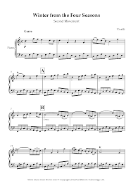 Vivaldi Winter From The Four Seasons 2nd Movement Sheet Music For Piano 8notes Com Sheet Music Vivaldi Piano Sheet Music