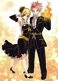 Lucy Natsu Suit Dress Black Fire Couple Fairy Tail Fairy Tail Anime Fairy Tail Ships Fairy Tail Couples