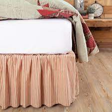 Get 5% in rewards with club o! Ozark Red Ticking Stripe Queen Bed Skirt 60x80x16 Allysons Place