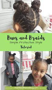 Buns And Braids A Simple Protective Style Tutorial Kids Curly Hairstyles Mixed Kids Hairstyles Natural Hair Styles