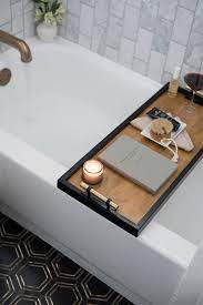 These simple tub trays keep your book, tablet, phone and drink above water so you can enjoy a relaxing soak. Diy Bath Caddy Tray Beginner Woodworking Room For Tuesday