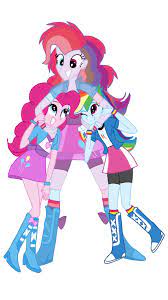 1284613 - safe, artist:tsundra, character:pinkie pie, character:rainbow  dash, oc, oc:hybrid energy, my little pony:equestria girls, balloon, boots,  bracelet, clothing, compression shorts, fusion, high heel boots, high  heels, jewelry, ponidox, self ...