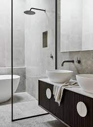 vanity and tapware from reece tiles from beaumont tiles black bathroom black tile bathrooms reece bathroom