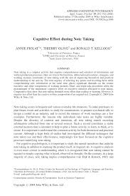 Pdf Cognitive Effort During Note Taking