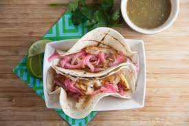 Quick pickled onions for fish tacos. Grilled Fish Tacos With Spicy Pickled Onions Healthy Delicious