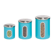 On sale for $22.76 original price $27.99 $ 22.76 $27.99. Honey Can Do 3 Piece Metal Storage Canister Set 0 8 1 9 Qt Blue Stainless Steel Shefinds