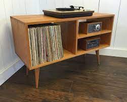 Solid walnut turntable console, record player cabinet, album storage. New Mid Century Modern Record Player Console Stereo Cabinet With Lp Album Storage Avail In Walnut Cherry W Vinyllagerung Platten Aufbewahren Plattenschrank