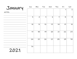 2021 monthly calendar with week numbers, holidays, space for notes in ms word doc, docx, pdf, jpg file format. Blank Calendar 2021 Template Free Printable Blank Monthly Calendars
