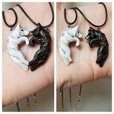 Wolf Love Necklace His And Hers Heart Kissing Couple Etsy Love Necklace Cute Jewelry Bff Necklaces