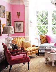 Pinks And Yellow Pink Living Room Romantic Style Living Room Eclectic Living Room