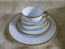Hutschenreuther bavarian gold rimmed china service for 11. Vintage Turin Bavaria 5 Piece Porcelain China Place Setting Set Of 6 C 1910 Painted Rims Porcelain China Porcelain