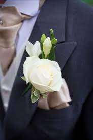 Rose And Freesia Buttonhole For Men In Bridal Party Small Wedding Bouquets Flower Bouquet Wedding Boutonniere Wedding