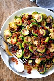 Featured from the today show to bon appetit, alex is author of pretty simple cooking. Roasted Brussels Sprouts With Maple Bacon And Cranberries With Images Reseptit Chorizo Ruokainspiksia
