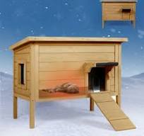 FURRYFECTION Outdoor-Cat-House, Large Wooden Weatherproof Pet House for  Multiple Cats with fold-up Stair & Visible Side Window
