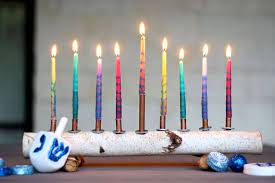 This Diy Menorah Made From A Birch Branch And Copper Tubing Combines Rustic Charm With An Industrial Aesthet Hannukah Decorations Chanukah Decor Birch Branches