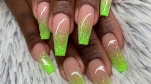 Neon Glitter Ombre Acrylic Builder Gel Hybrid Nails Not
