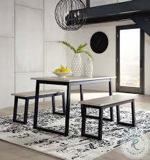 35h x 23.7w x 23.7d. Waylowe Two Tone 3 Piece Dining Table Set From Ashley Coleman Furniture