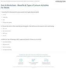 Jun 10, 2020 · 50 fun trivia questions for kids whether you have a science buff or a harry potter fanatic, look no further than this list of trivia questions and answers … Quiz Worksheet Benefits Types Of Leisure Activities For Adults Study Com